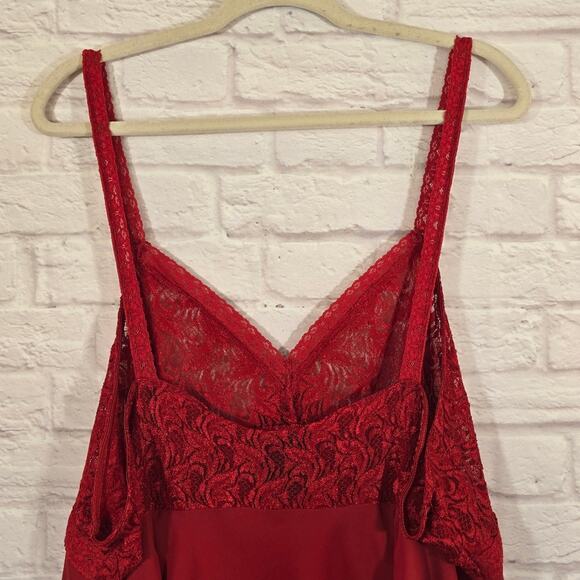M Solange Satin Red Lace Nightgown Babydoll Lingerie Slip Dress Y2K Size 26 28 - Picture 7 of 10